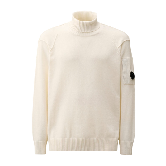 CP Company Lambswool GRS Turtleneck Knit Gauze White