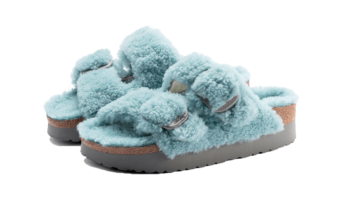 Birkenstock Birkenstock Arizona Big Buckle Shearling Teddy Faded Aqua - 1022813