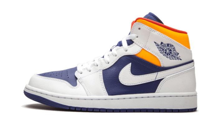 Air Jordan Air Jordan 1 Mid White Laser Orange Deep Royal Blue - 554725-131